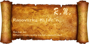 Rasovszky Milán névjegykártya